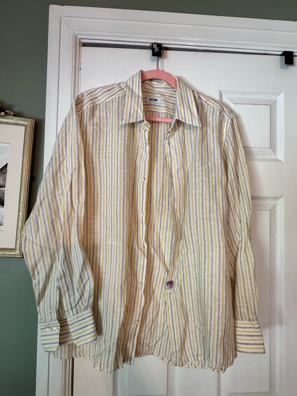 Striped Yellow and Gray Moschino Dress Shirt